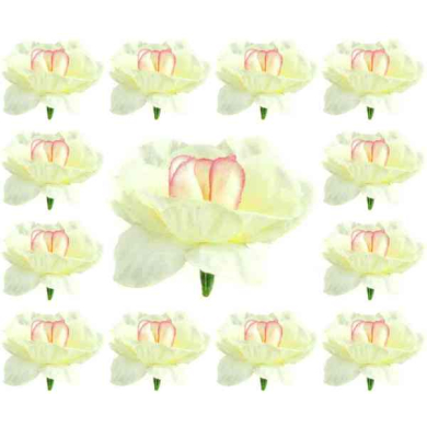 Róża główka 12 szt 4 cm Cream/Pink